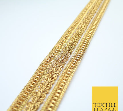 Classic Gold Double Row Metallic Ribbon Ornate Trim Border Lace - 4cm Wide X396