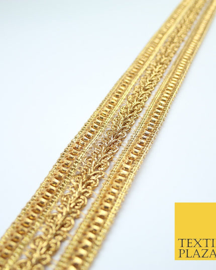 Classic Gold Double Row Metallic Ribbon Ornate Trim Border Lace - 4cm Wide X396