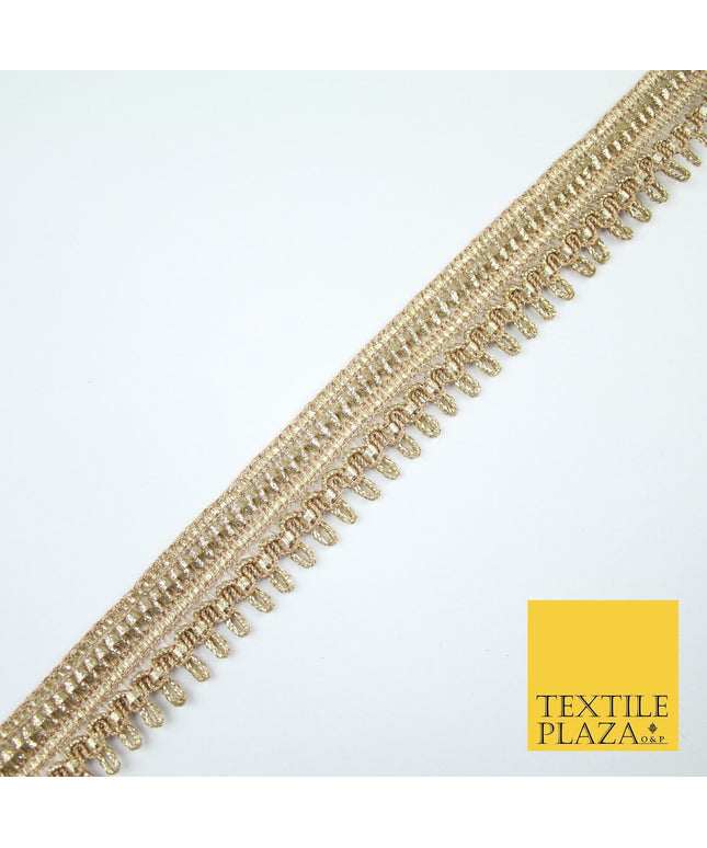 Gold Glitter Zig Zag Drip Style Woven Metallic Trim Border Lace 2.5cm Wide X666