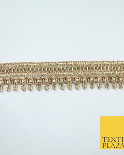 Gold Glitter Zig Zag Drip Style Woven Metallic Trim Border Lace 2.5cm Wide X666