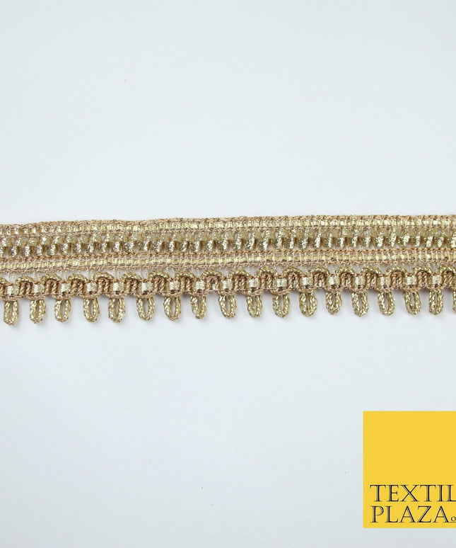 Gold Glitter Zig Zag Drip Style Woven Metallic Trim Border Lace 2.5cm Wide X666
