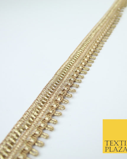 Gold Glitter Zig Zag Drip Style Woven Metallic Trim Border Lace 2.5cm Wide X666