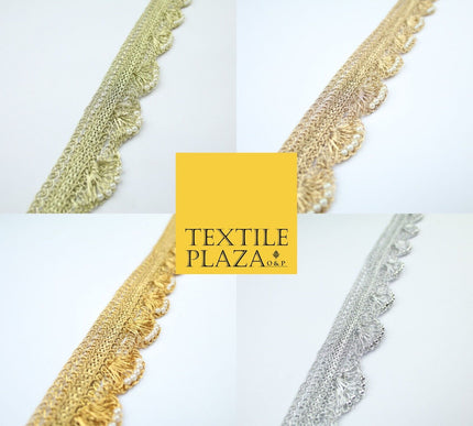 4 COLOURS - Ornate Metallic Pearl Swag Scalloped Trim Border Lace - 4cm Wide