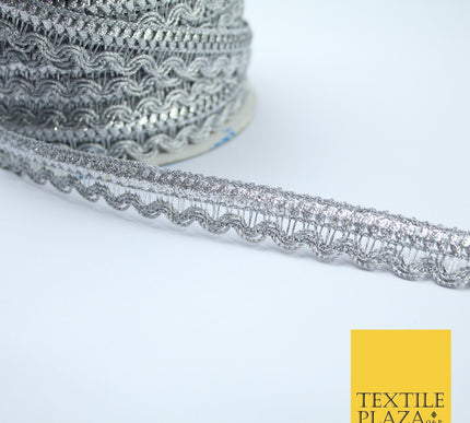 Silver Metallic Glitter Zig Zag Scalloped Swag Trim Border Ribbon Lace X377