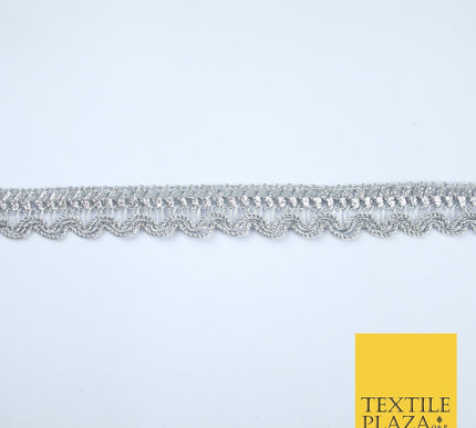 Silver Metallic Glitter Zig Zag Scalloped Swag Trim Border Ribbon Lace X377