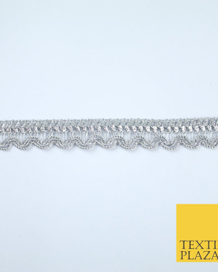 Silver Metallic Glitter Zig Zag Scalloped Swag Trim Border Ribbon Lace X377