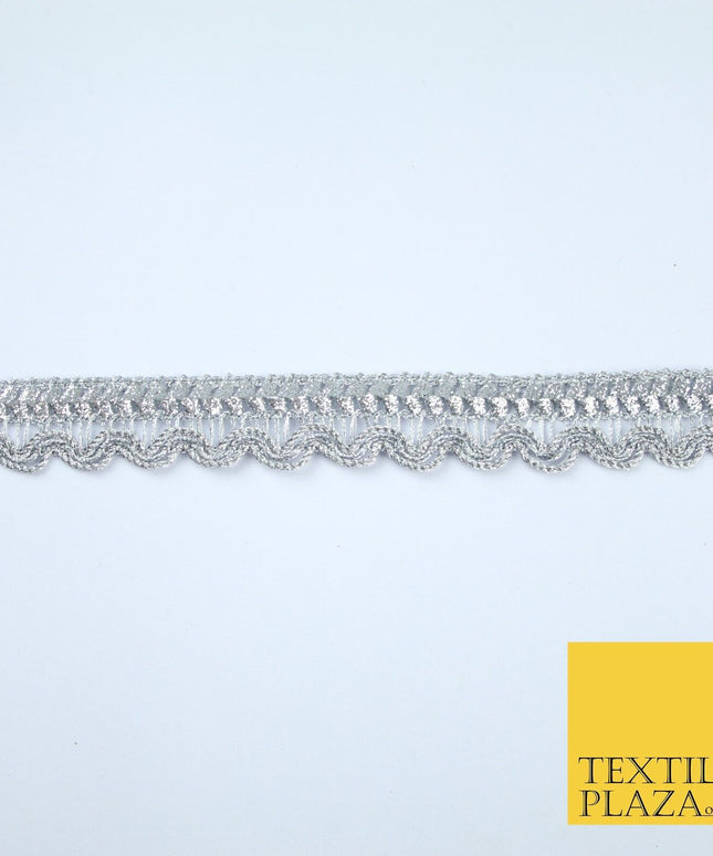 Silver Metallic Glitter Zig Zag Scalloped Swag Trim Border Ribbon Lace X377