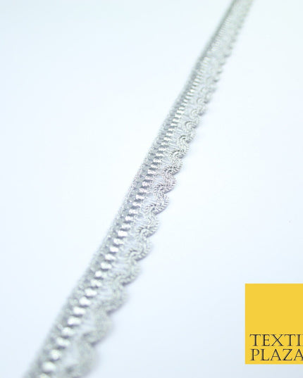 Silver Metallic Glitter Zig Zag Scalloped Swag Trim Border Ribbon Lace X377