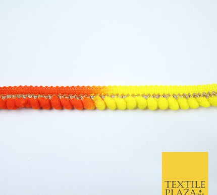 Multicolour Rainbow Shaded Pom Pom Dyed Glitter ZigZag Trim Border Lace X379