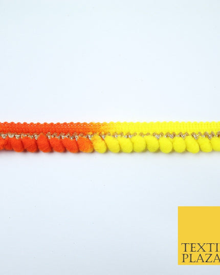 Multicolour Rainbow Shaded Pom Pom Dyed Glitter ZigZag Trim Border Lace X379