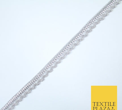 Silver Metallic Glitter Zig Zag Scalloped Swag Trim Border Ribbon Lace X377