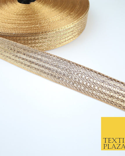 Gold 4 Row Glitter Shimmer Striped Lines Zari Trim Border Ribbon Lace X359