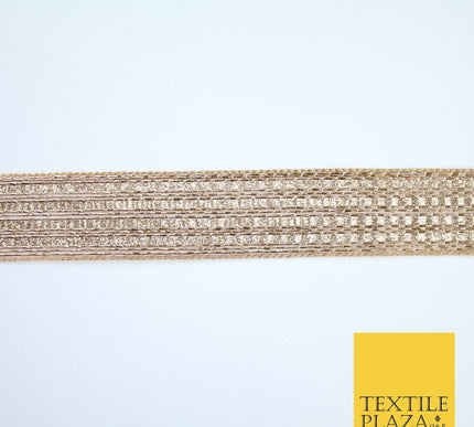Gold 4 Row Glitter Shimmer Striped Lines Zari Trim Border Ribbon Lace X359