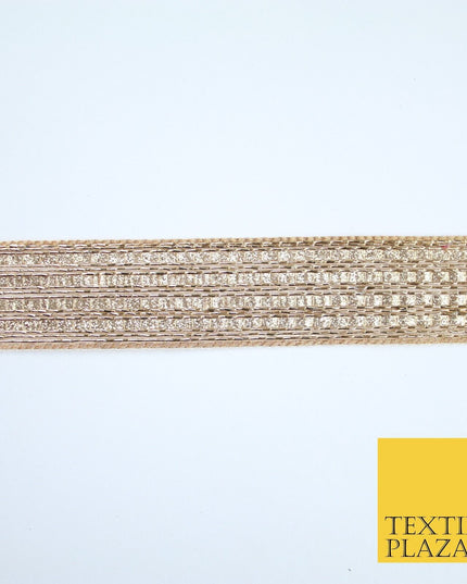 Gold 4 Row Glitter Shimmer Striped Lines Zari Trim Border Ribbon Lace X359