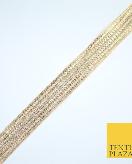 Gold 4 Row Glitter Shimmer Striped Lines Zari Trim Border Ribbon Lace X359