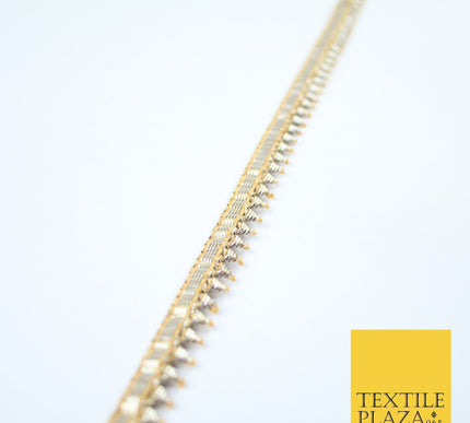 Gold Silver Metallic Spike Teeth Zig Zag Gota Patti Trim Border Ribbon Lace X356