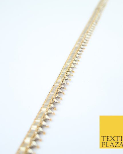 Gold Silver Metallic Spike Teeth Zig Zag Gota Patti Trim Border Ribbon Lace X356