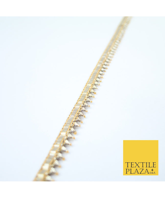 Gold Silver Metallic Spike Teeth Zig Zag Gota Patti Trim Border Ribbon Lace X356