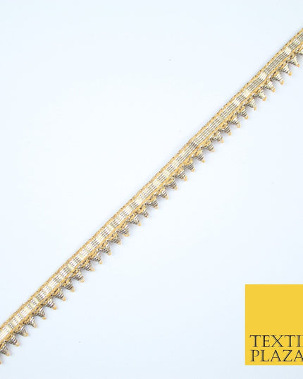 Gold Silver Metallic Spike Teeth Zig Zag Gota Patti Trim Border Ribbon Lace X356