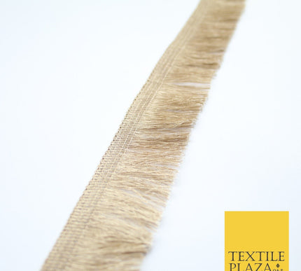 Light Biscuit Gold Soft Thread Metallic Fringe Tassel Ribbon Trim Border X338