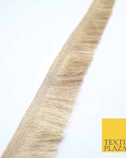 Light Biscuit Gold Soft Thread Metallic Fringe Tassel Ribbon Trim Border X338