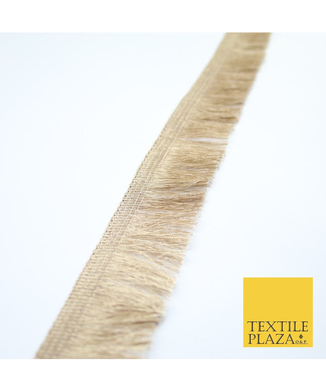 Light Biscuit Gold Soft Thread Metallic Fringe Tassel Ribbon Trim Border X338