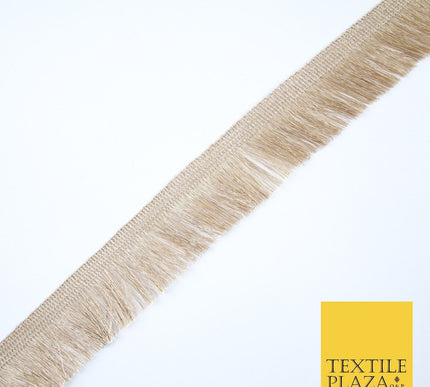Light Biscuit Gold Soft Thread Metallic Fringe Tassel Ribbon Trim Border X338