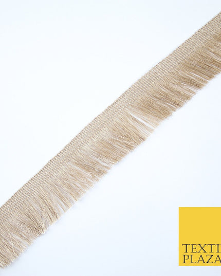 Light Biscuit Gold Soft Thread Metallic Fringe Tassel Ribbon Trim Border X338