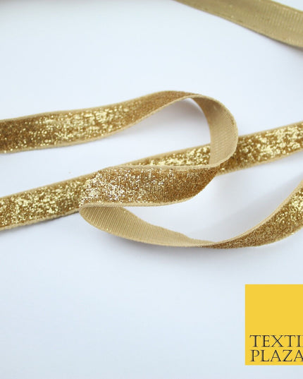 Gold Plain Shimmer Fleck Fancy Ribbon Trim Border Gota Lace - 1.5cm Wide - X143