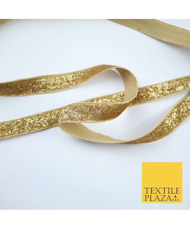 Gold Plain Shimmer Fleck Fancy Ribbon Trim Border Gota Lace - 1.5cm Wide - X143