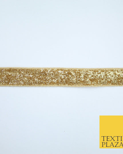 Gold Plain Shimmer Fleck Fancy Ribbon Trim Border Gota Lace - 1.5cm Wide - X143