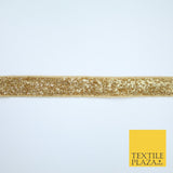 Gold Plain Shimmer Fleck Fancy Ribbon Trim Border Gota Lace - 1.5cm Wide - X143