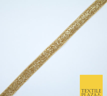 Gold Plain Shimmer Fleck Fancy Ribbon Trim Border Gota Lace - 1.5cm Wide - X143