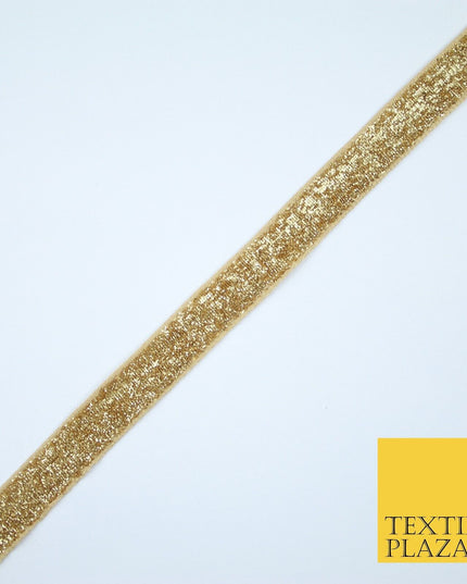 Gold Plain Shimmer Fleck Fancy Ribbon Trim Border Gota Lace - 1.5cm Wide - X143