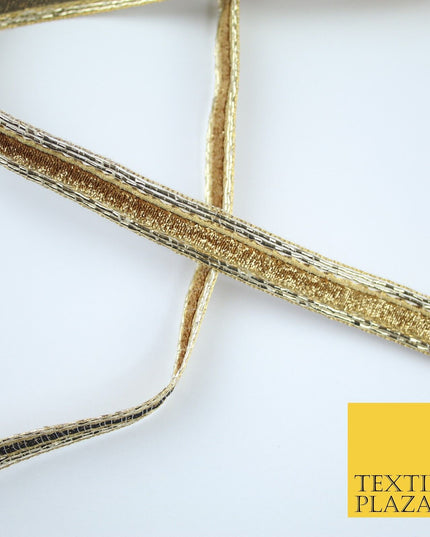 Gold Shimmer Fleck Zari Fancy Ribbon Trim Border Gota Lace - 1.5cm Wide - X145