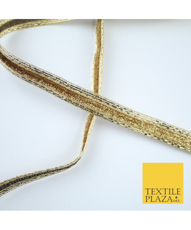 Gold Shimmer Fleck Zari Fancy Ribbon Trim Border Gota Lace - 1.5cm Wide - X145
