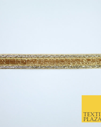 Gold Shimmer Fleck Zari Fancy Ribbon Trim Border Gota Lace - 1.5cm Wide - X145