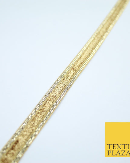 Gold Shimmer Fleck Zari Fancy Ribbon Trim Border Gota Lace - 1.5cm Wide - X145