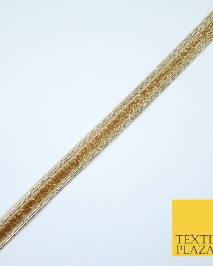 Gold Shimmer Fleck Zari Fancy Ribbon Trim Border Gota Lace - 1.5cm Wide - X145