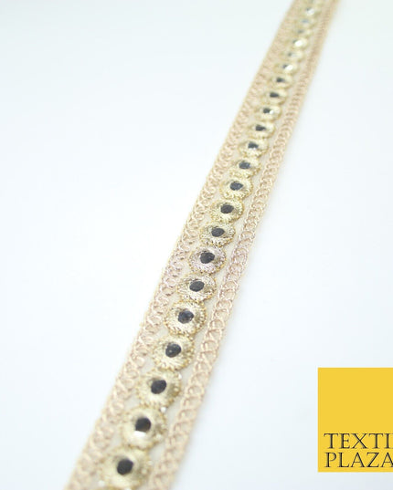 Champagne Gold Mirror Effect Ribbon Trim Border Gota Lace - 2cm Wide - X655