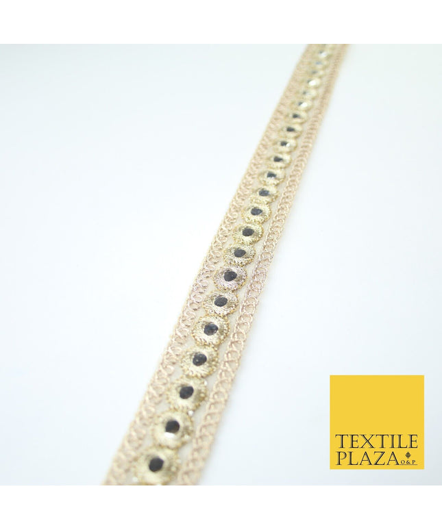 Champagne Gold Mirror Effect Ribbon Trim Border Gota Lace - 2cm Wide - X655