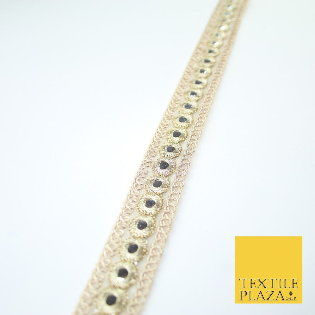 Champagne Gold Mirror Effect Ribbon Trim Border Gota Lace - 2cm Wide - X655