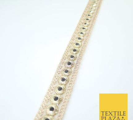 Champagne Gold Mirror Effect Ribbon Trim Border Gota Lace - 2cm Wide - X655