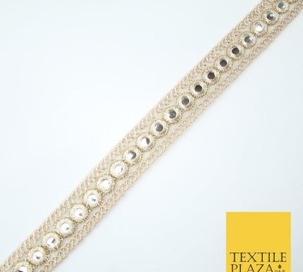 Champagne Gold Mirror Effect Ribbon Trim Border Gota Lace - 2cm Wide - X655