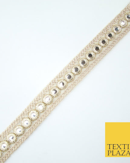 Champagne Gold Mirror Effect Ribbon Trim Border Gota Lace - 2cm Wide - X655