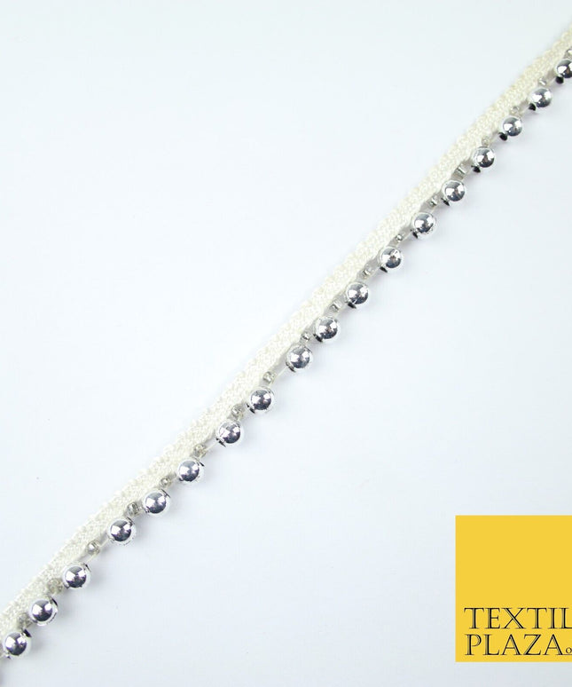 5 COLOURS - Mix Variety Mini Pearl Beaded Slim Ribbon Trim Border Lace 1cm Wide