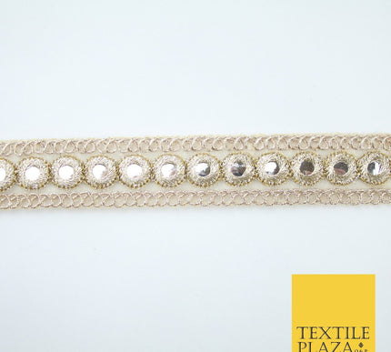 Champagne Gold Mirror Effect Ribbon Trim Border Gota Lace - 2cm Wide - X655