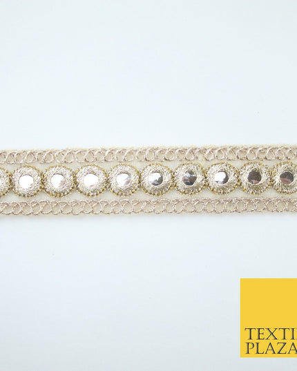 Champagne Gold Mirror Effect Ribbon Trim Border Gota Lace - 2cm Wide - X655