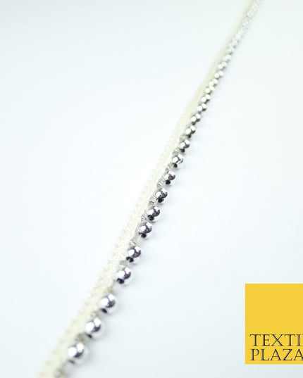 5 COLOURS - Mix Variety Mini Pearl Beaded Slim Ribbon Trim Border Lace 1cm Wide