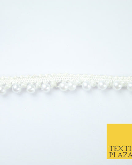 5 COLOURS - Mix Variety Mini Pearl Beaded Slim Ribbon Trim Border Lace 1cm Wide